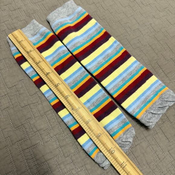 Cute Baby Leggings Leg Warmers Rainbow Multi Stripe Knit Stretchy - Picture 5 of 5